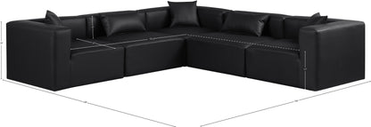 Crescent Black Faux Leather Modular Sectional Sec5C