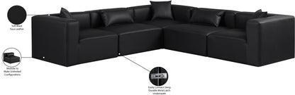 Crescent Black Faux Leather Modular Sectional Sec5C