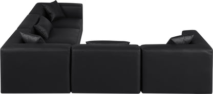 Crescent Black Faux Leather Modular Sectional Sec5C