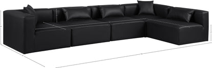 Crescent Black Faux Leather Modular Sectional Sec5D