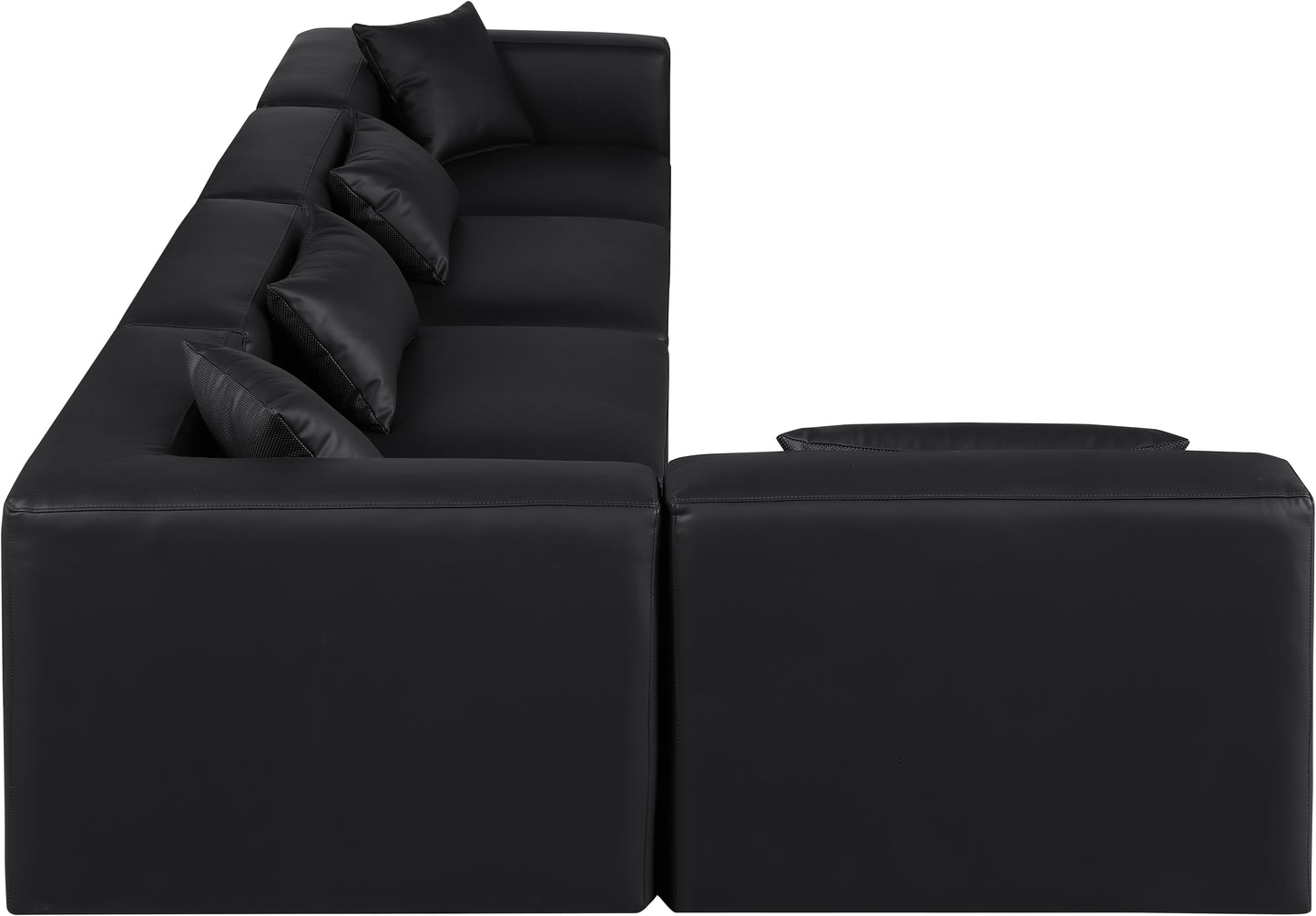 crescent black faux leather modular sectional sec5d