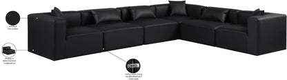 Crescent Black Faux Leather Modular Sectional Sec6A