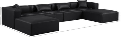 Crescent Black Faux Leather Modular Sectional Sec6B