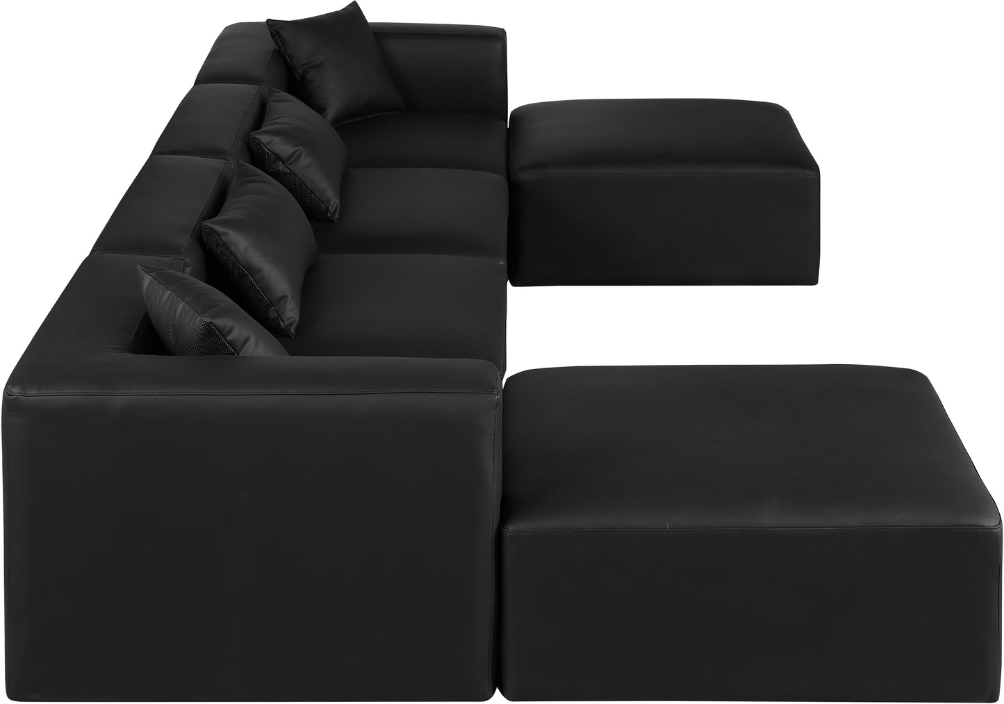 crescent black faux leather modular sectional sec6b