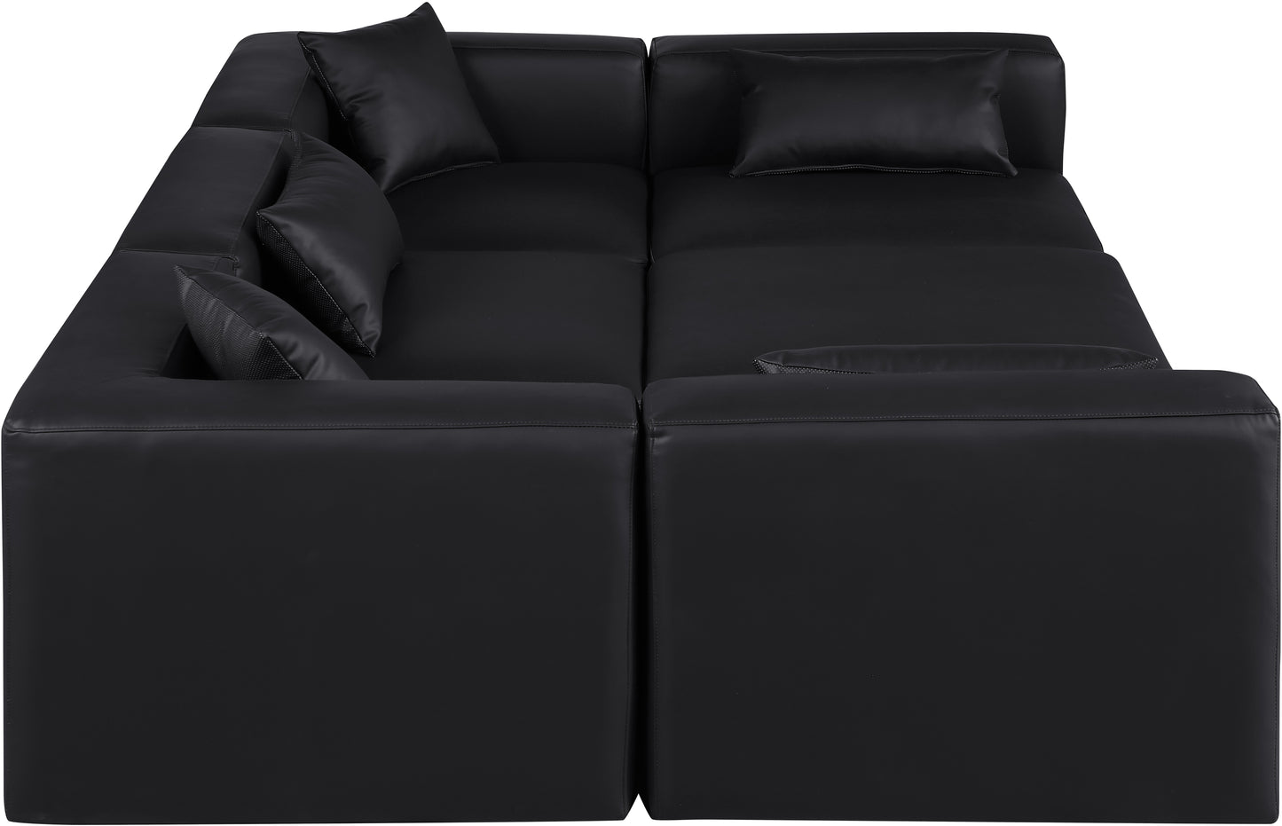 crescent black faux leather modular sectional sec6c