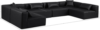 Crescent Black Faux Leather Modular Sectional Sec6D