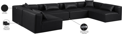 Crescent Black Faux Leather Modular Sectional Sec6D