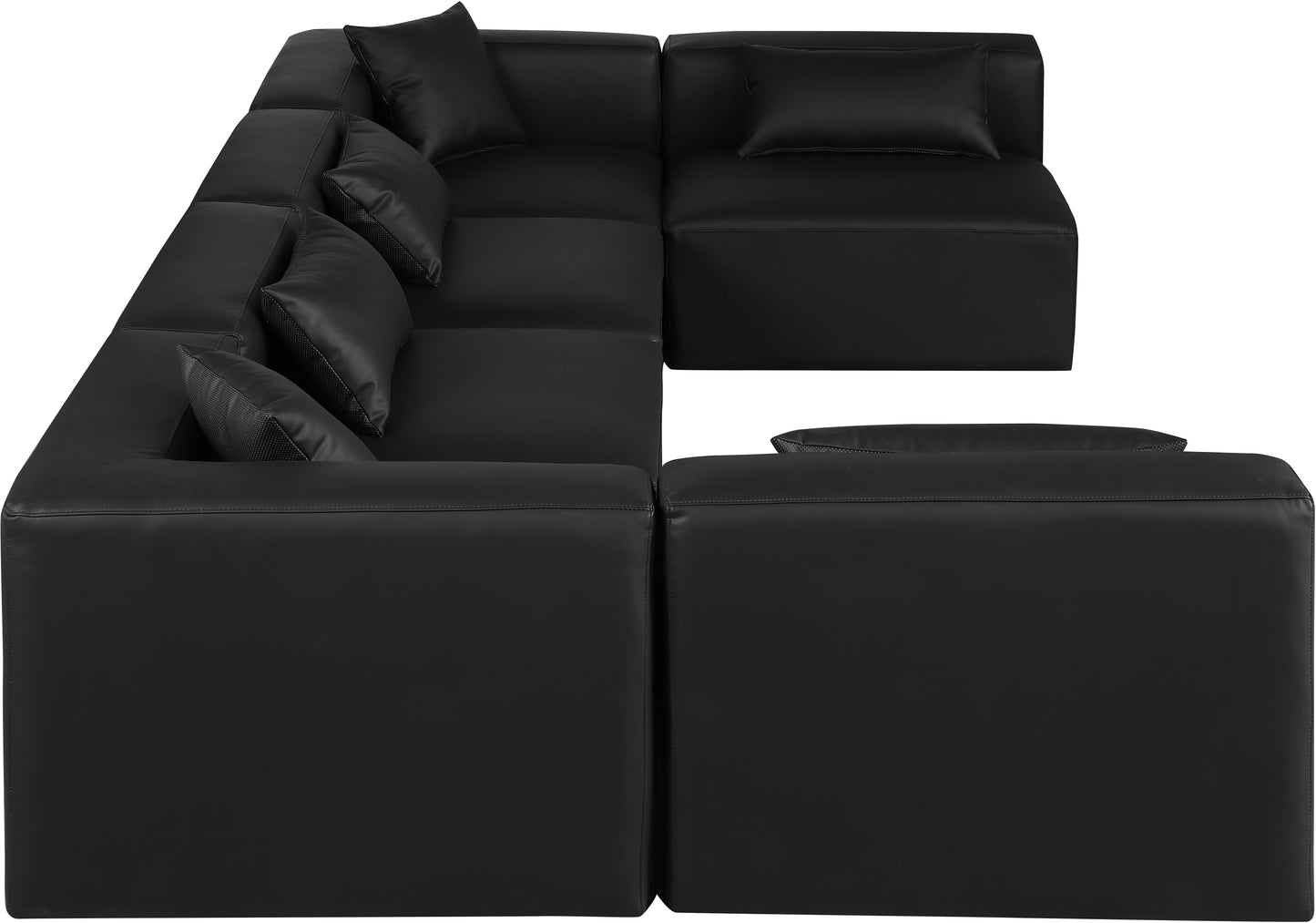 crescent black faux leather modular sectional sec6d