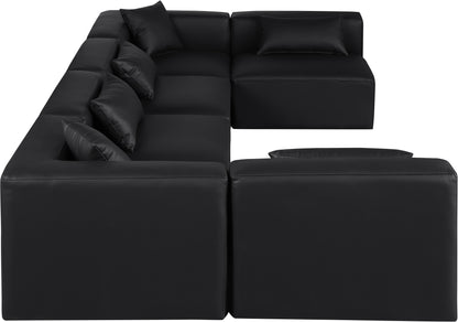 Crescent Black Faux Leather Modular Sectional Sec6D