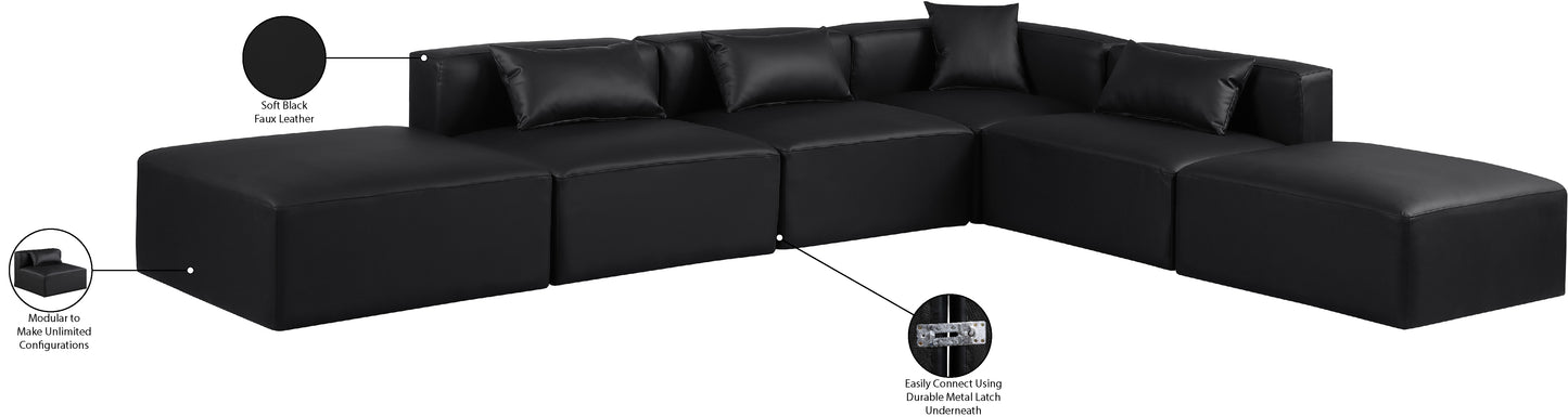 crescent black faux leather modular sectional sec6e