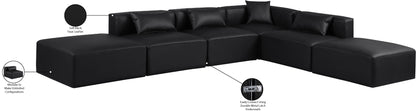 Crescent Black Faux Leather Modular Sectional Sec6E