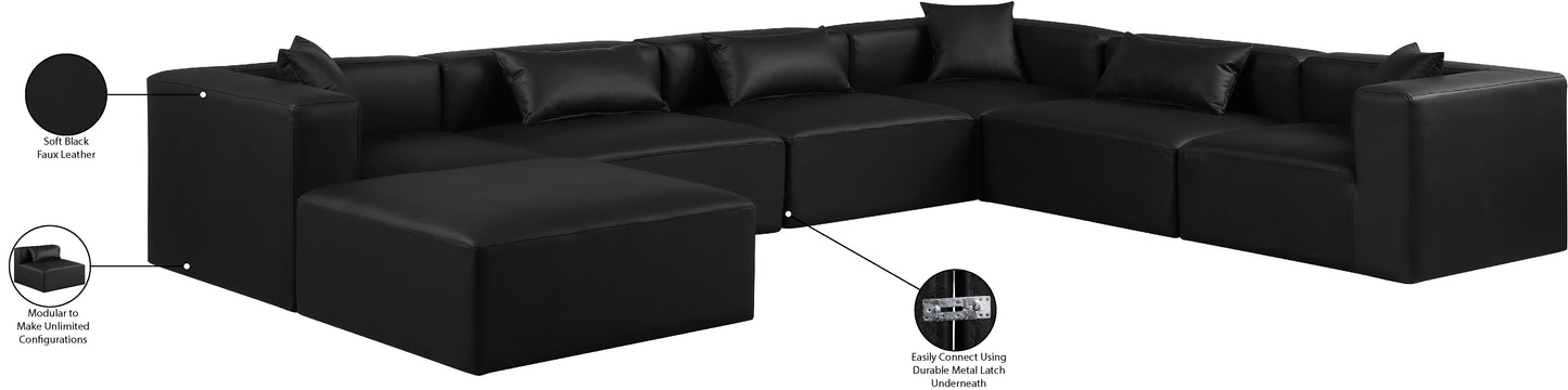 crescent black faux leather modular sectional sec7a