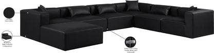 Crescent Black Faux Leather Modular Sectional Sec7A