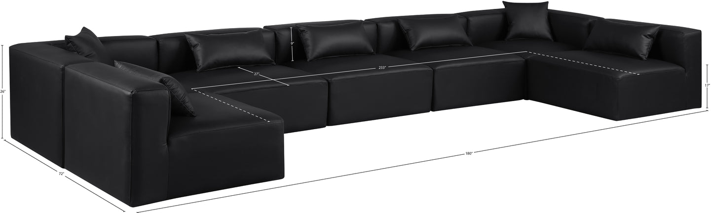 crescent black faux leather modular sectional sec7b