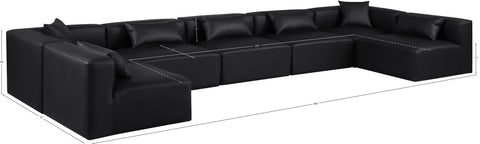 Crescent Black Faux Leather Modular Sectional Sec7B