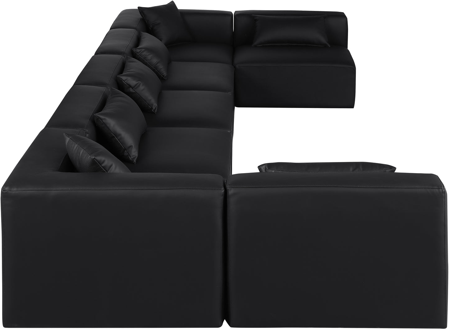 crescent black faux leather modular sectional sec7b