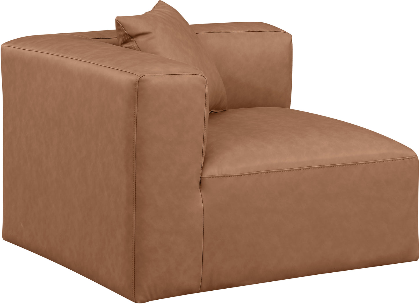 crescent brown faux leather corner chair corner