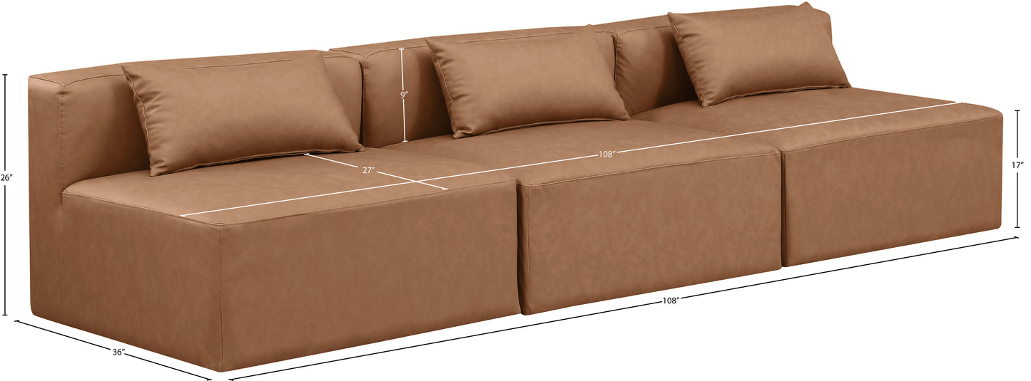 crescent brown faux leather modular sofa s108a