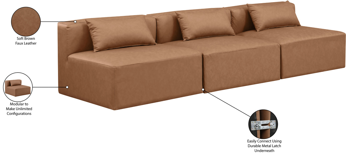 crescent brown faux leather modular sofa s108a