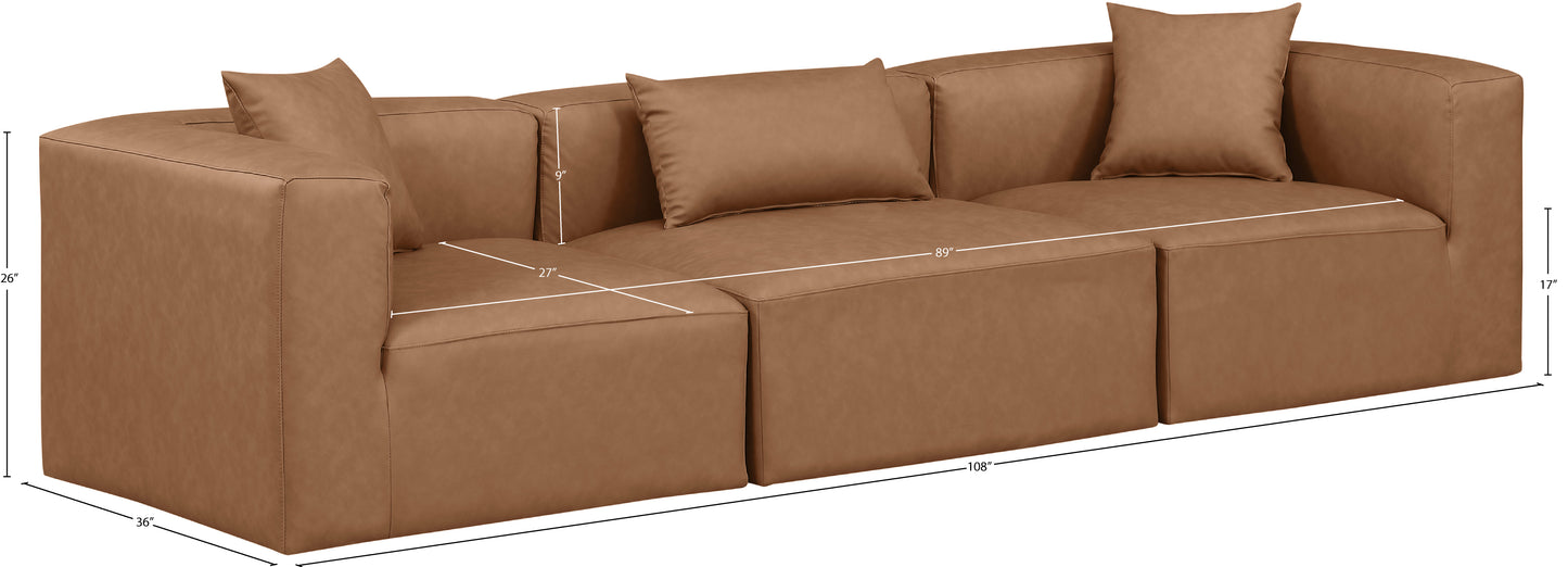 crescent brown faux leather modular sofa s108b