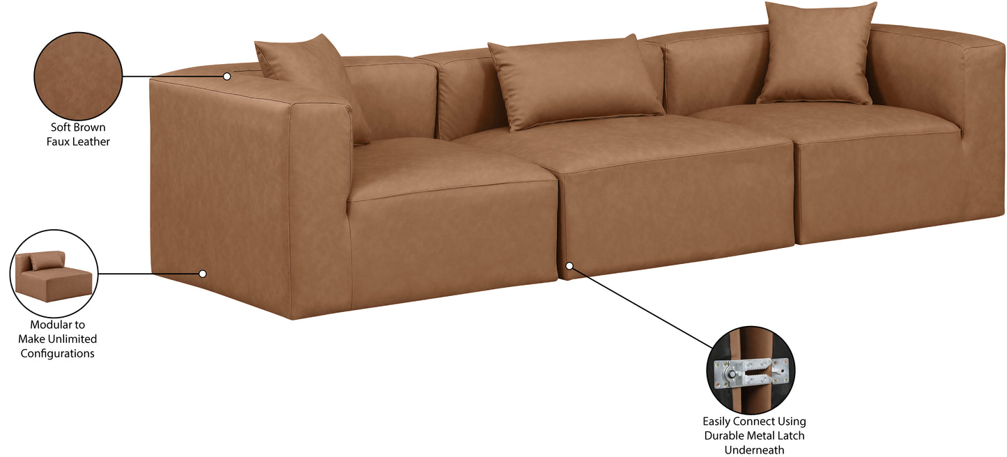 crescent brown faux leather modular sofa s108b