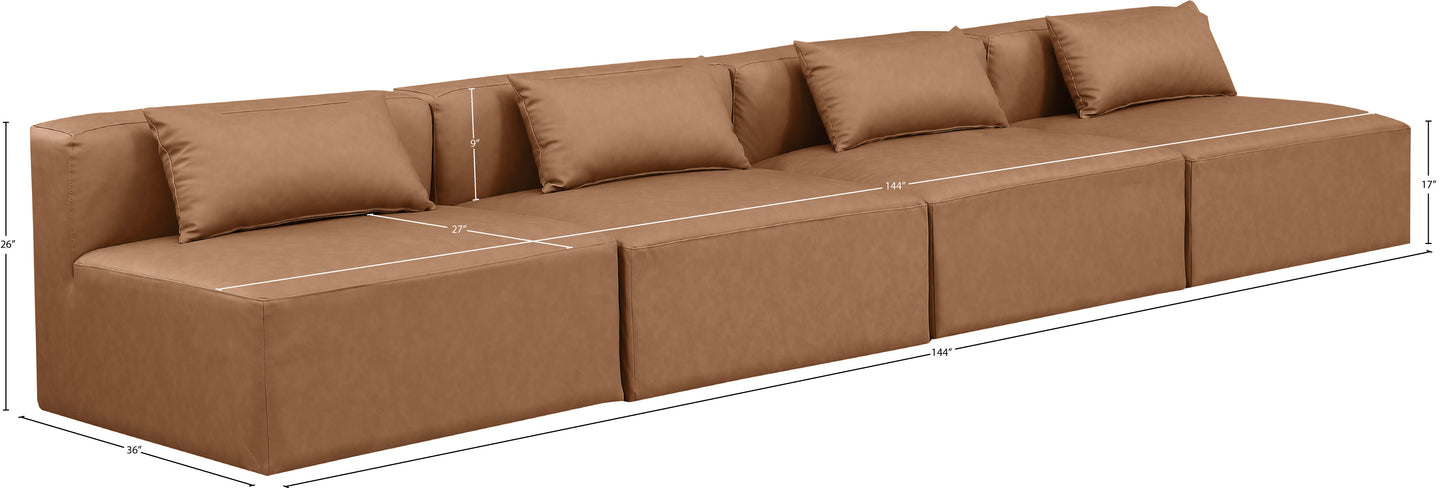 crescent brown faux leather modular sofa s144a