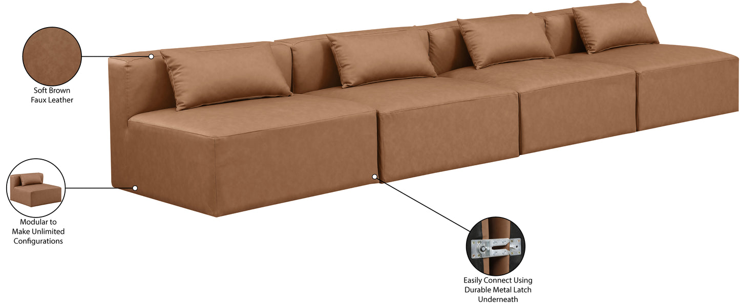 crescent brown faux leather modular sofa s144a