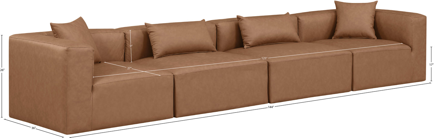 crescent brown faux leather modular sofa s144b