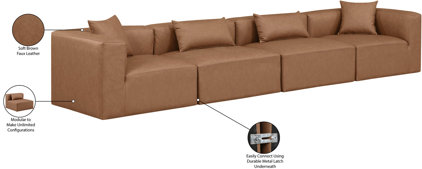 crescent brown faux leather modular sofa s144b