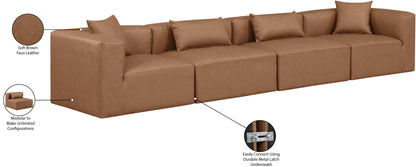 Crescent Brown Faux Leather Modular Sofa S144B