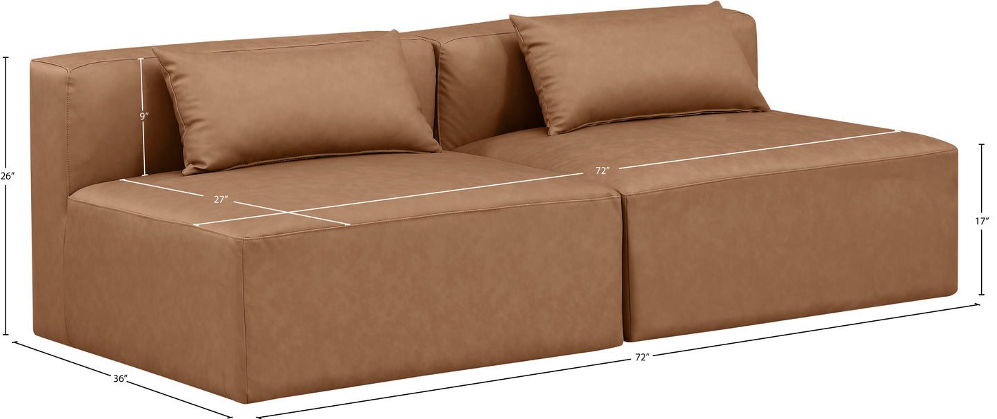 crescent brown faux leather modular sofa s72a