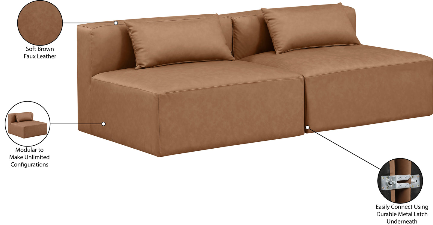 crescent brown faux leather modular sofa s72a