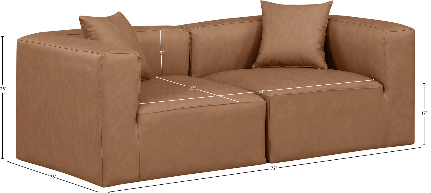 crescent brown faux leather modular sofa s72b