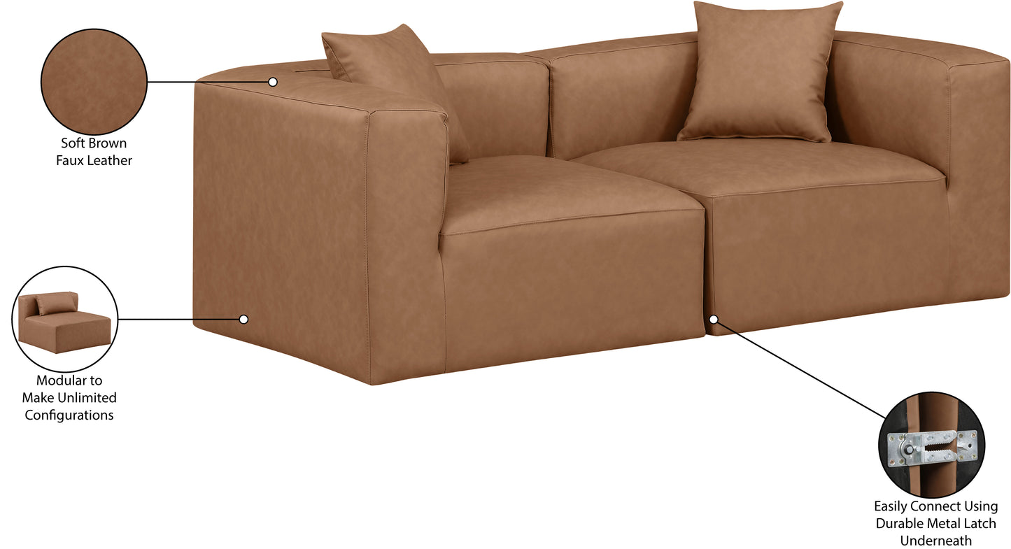 crescent brown faux leather modular sofa s72b