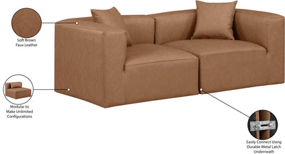 Crescent Brown Faux Leather Modular Sofa S72B