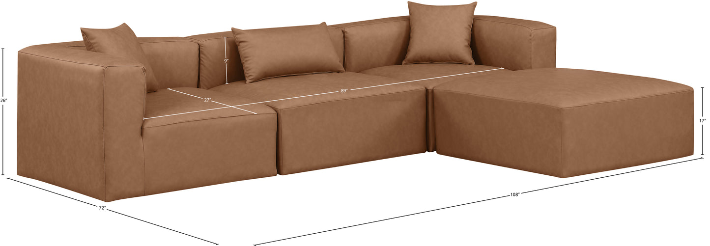 crescent brown faux leather modular sectional sec4a