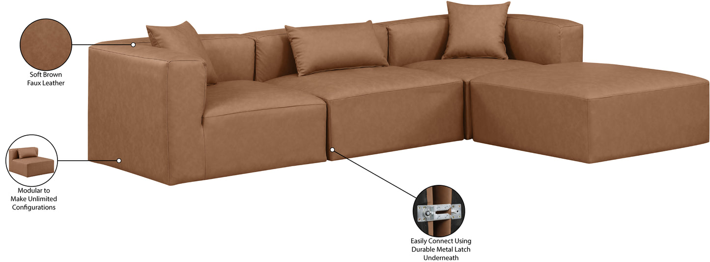 crescent brown faux leather modular sectional sec4a