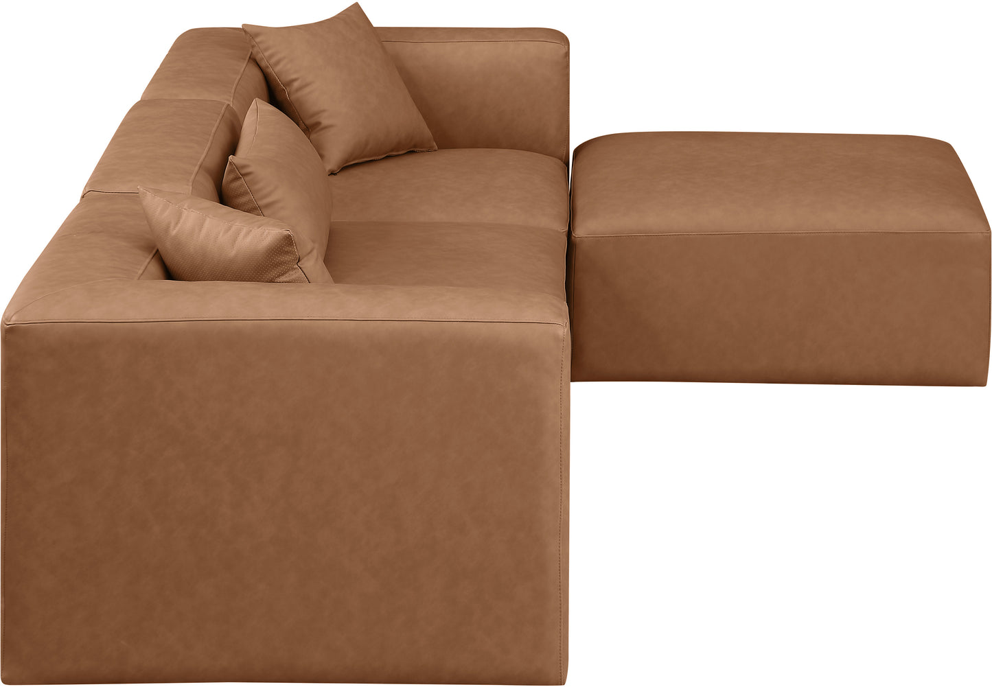 crescent brown faux leather modular sectional sec4a