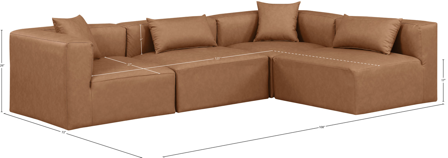 crescent brown faux leather modular sectional sec4b