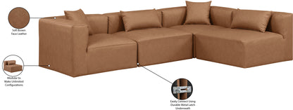 Crescent Brown Faux Leather Modular Sectional Sec4B