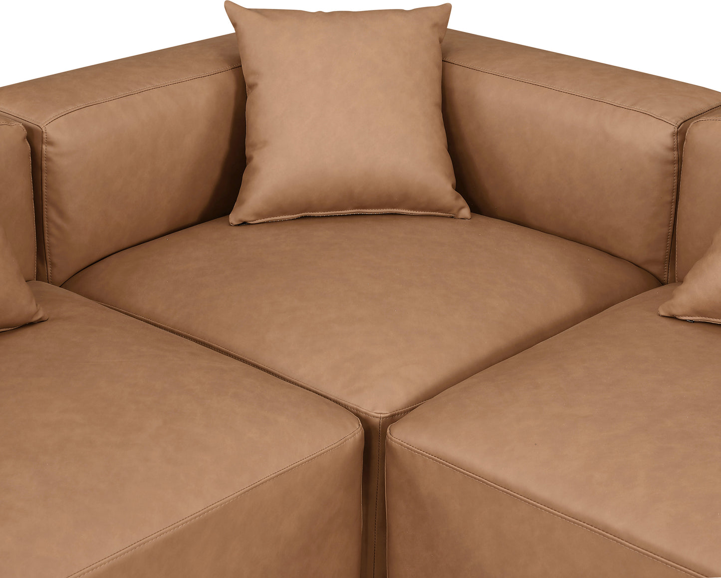 crescent brown faux leather modular sectional sec4b