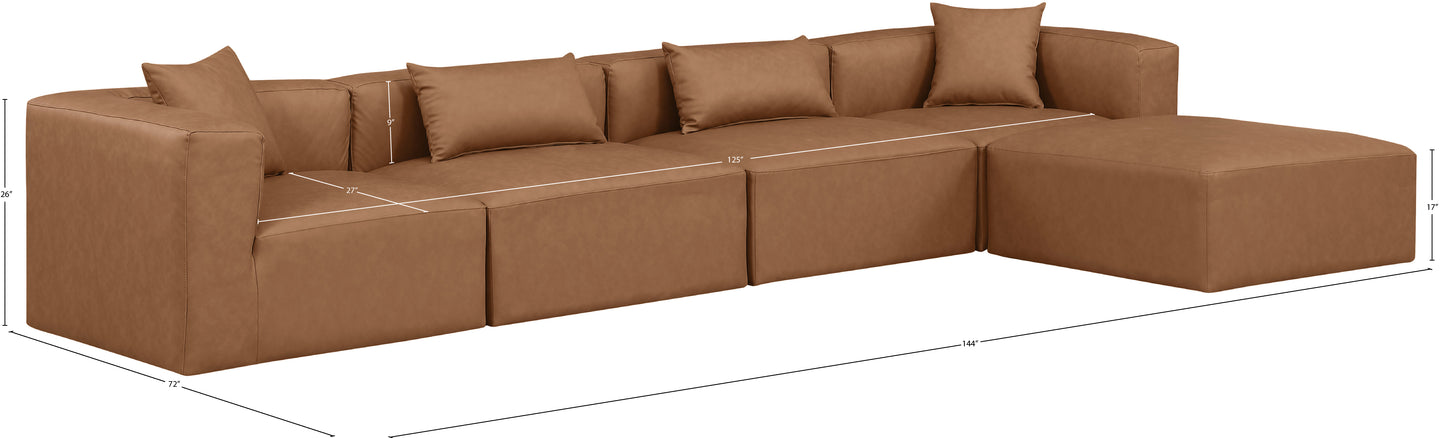 crescent brown faux leather modular sectional sec5a