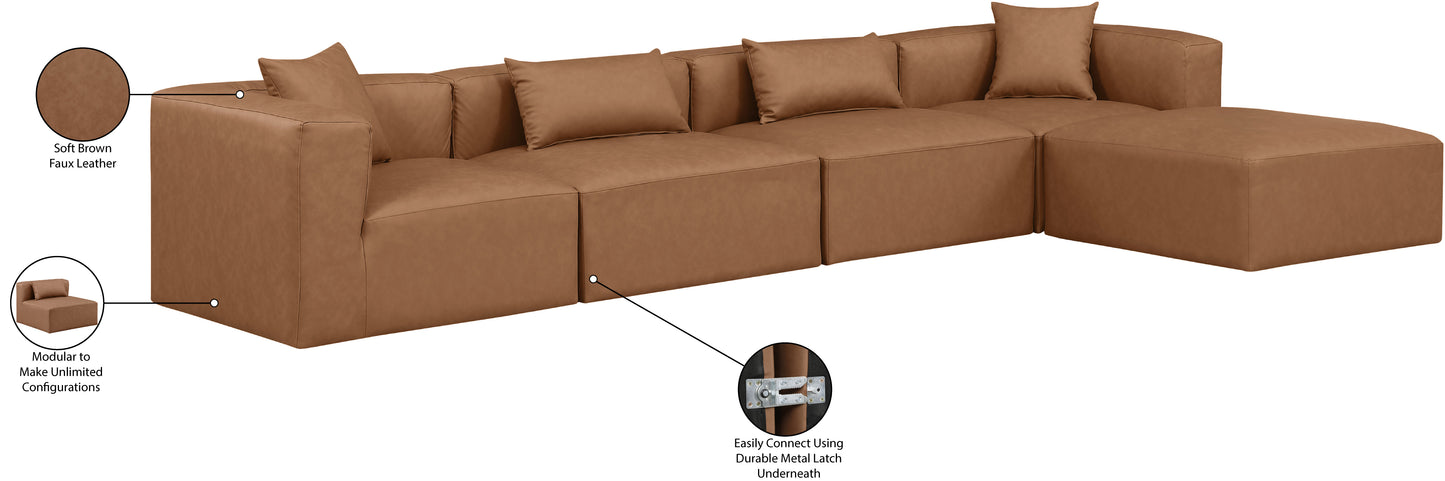 crescent brown faux leather modular sectional sec5a