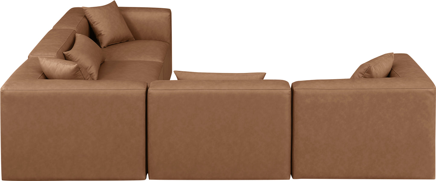 crescent brown faux leather modular sectional sec5c