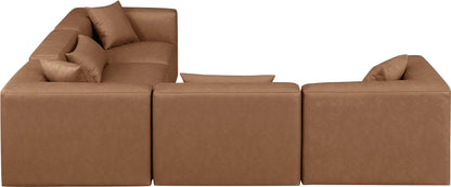 Crescent Brown Faux Leather Modular Sectional Sec5C