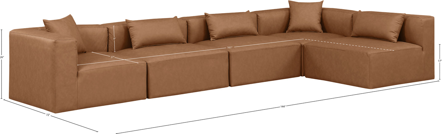 crescent brown faux leather modular sectional sec5d