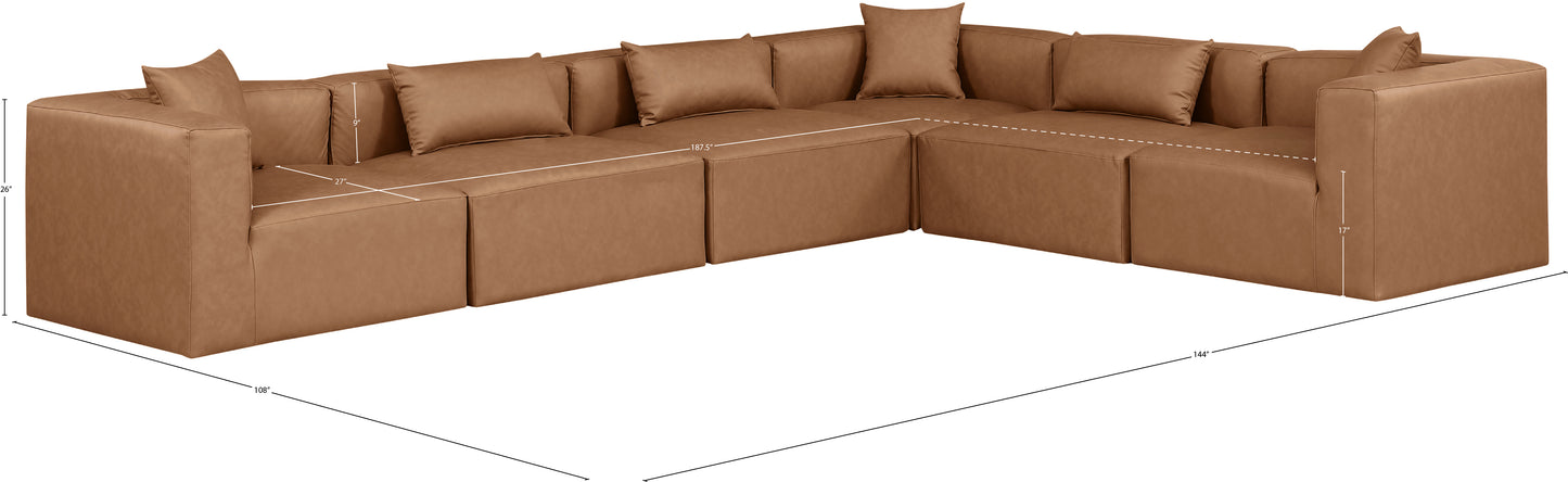 crescent brown faux leather modular sectional sec6a