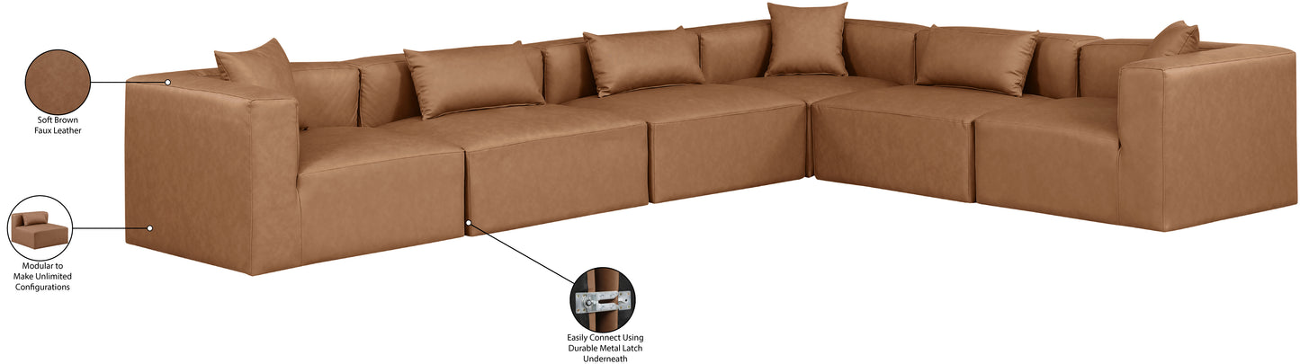 crescent brown faux leather modular sectional sec6a