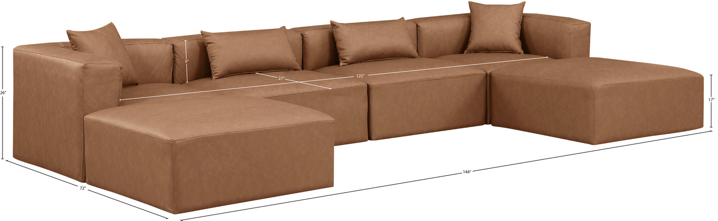 crescent brown faux leather modular sectional sec6b