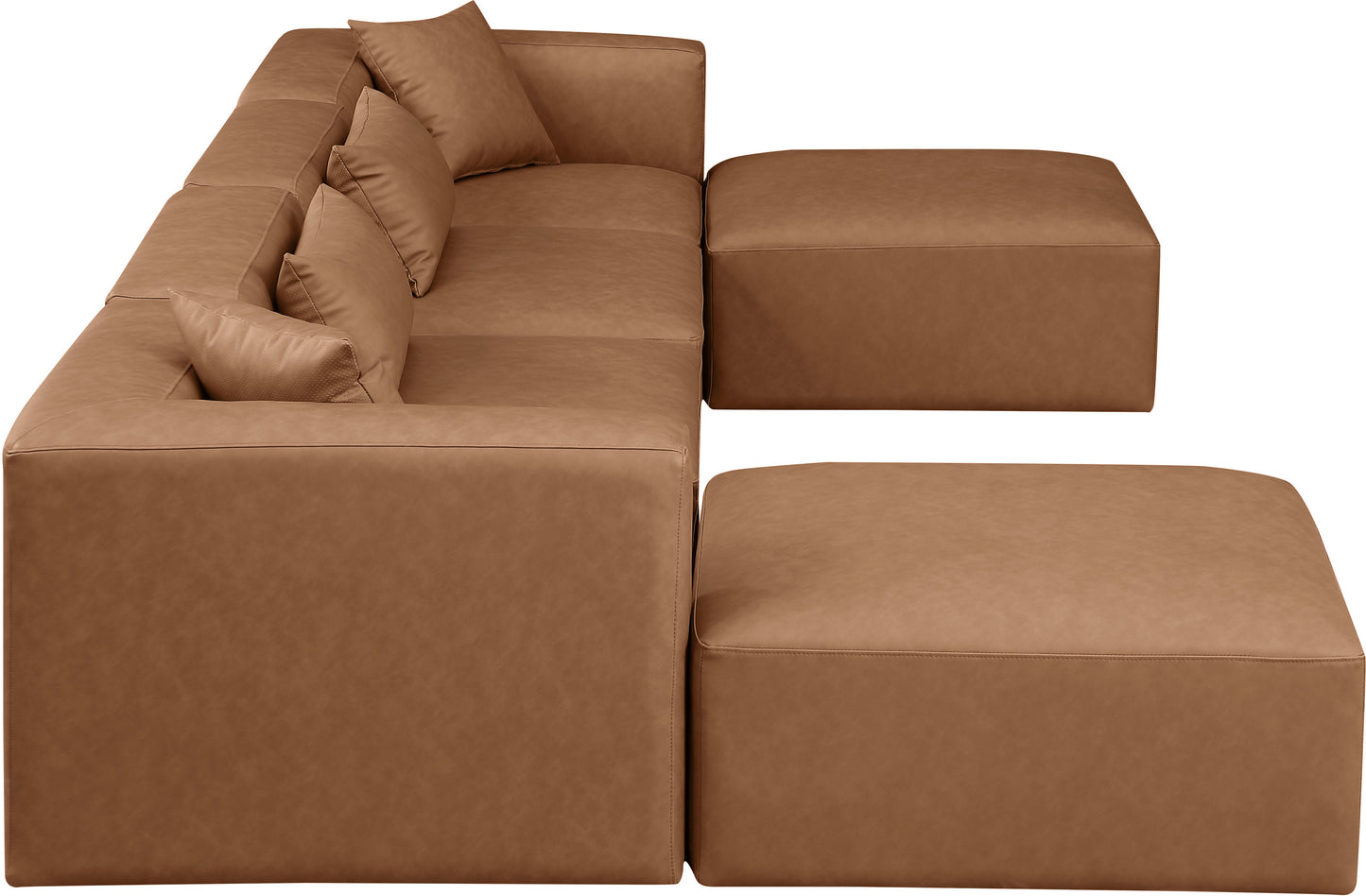 crescent brown faux leather modular sectional sec6b